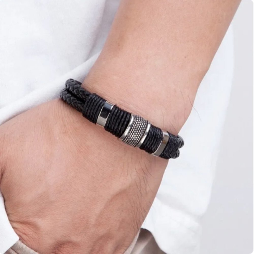 🍏50% OFF/3+...Men's Woven Faux Leather Bangle/Bracelet